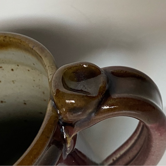 Hand Thrown Studio Pottery Mug Stein Cup Ombré Beige Red Glazed Signed 4.5” EUC - Picture 3 of 14